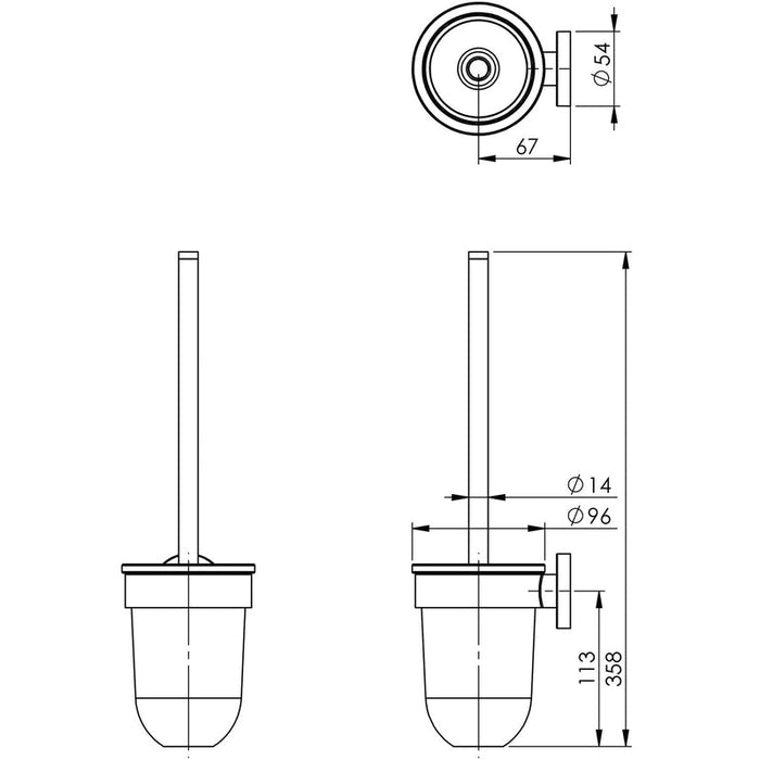 Phoenix Radii Toilet Brush & Holder Round - Chrome-RA50800C-blue-leaf-bathware