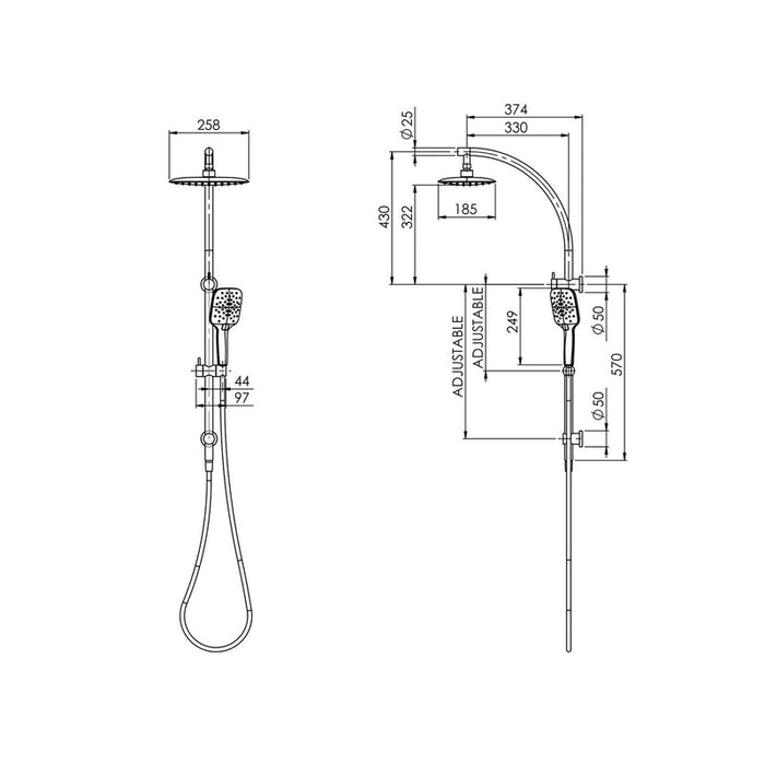 Phoenix Rush Twin Shower - Chrome-RU6530-00-blue-leaf-bathware