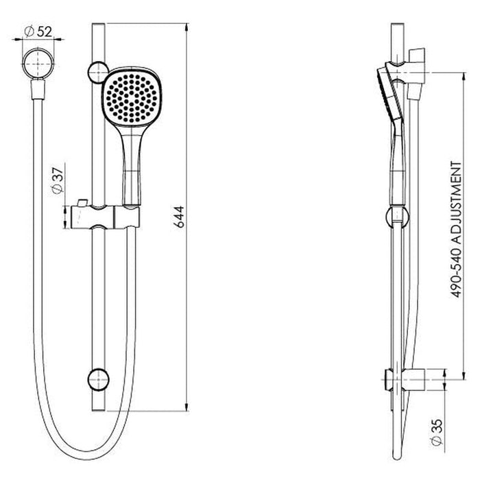 Phoenix Teva Rail Shower - Brushed Nickel-152-6810-40-blue-leaf-bathware