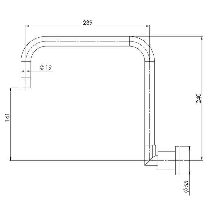 Phoenix Vivid Pin Lever Wall Sink Outlet 240mm Squareline - Chrome-VP076 CHR-blue-leaf-bathware