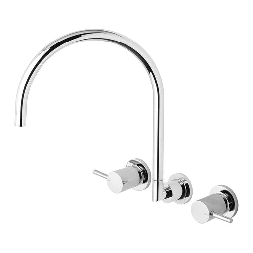 Phoenix Vivid Pin Lever Wall Sink Set Gooseneck - Chrome-VP810 CHR-blue-leaf-bathware