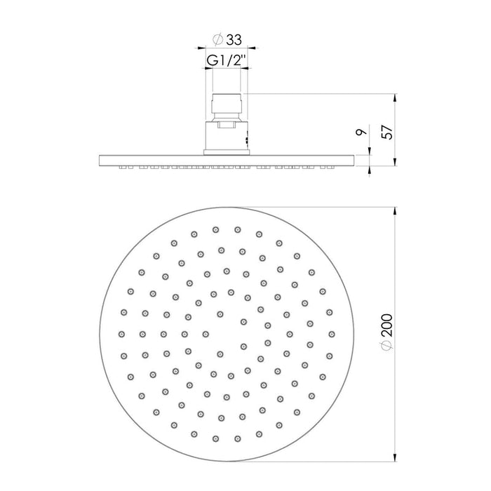 Phoenix Vivid Shower Rose 200mm Round - Chrome-V5001-00-blue-leaf-bathware