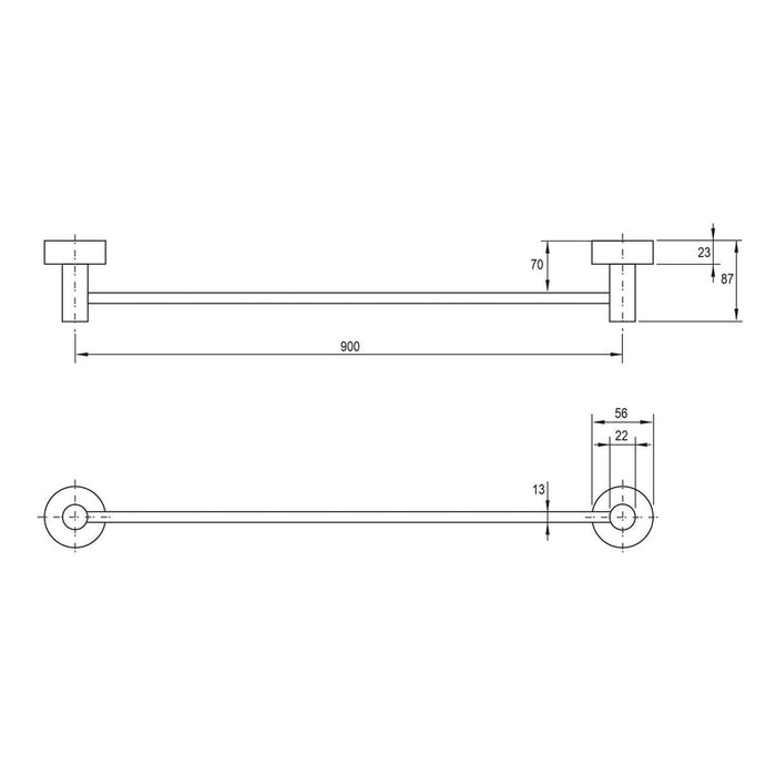 Phoenix Vivid Single Towel Rail 900mm - Chrome-VA803 CHR-blue-leaf-bathware