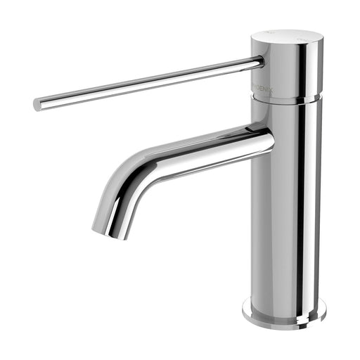 Phoenix Vivid Slimline Basin Mixer Curved Outlet with Extended Lever - Chrome-114-7701-00-blue-leaf-bathware