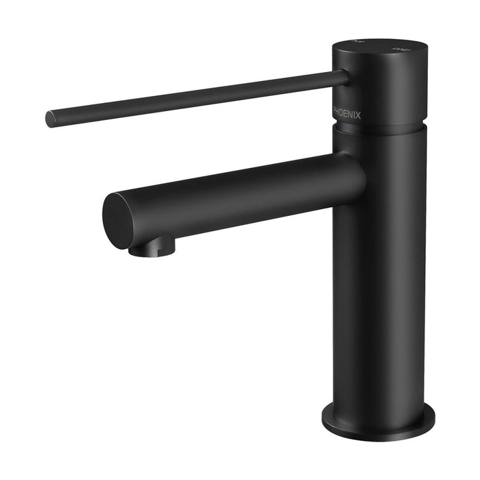 Phoenix Vivid Slimline Basin Mixer with Extended Lever - Matte Black-114-7700-10-blue-leaf-bathware