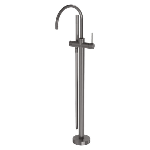 Phoenix Vivid Slimline Floor Mounted Bath Mixer with Hand Shower - Brushed Carbon-VS7451-31-blue-leaf-bathware