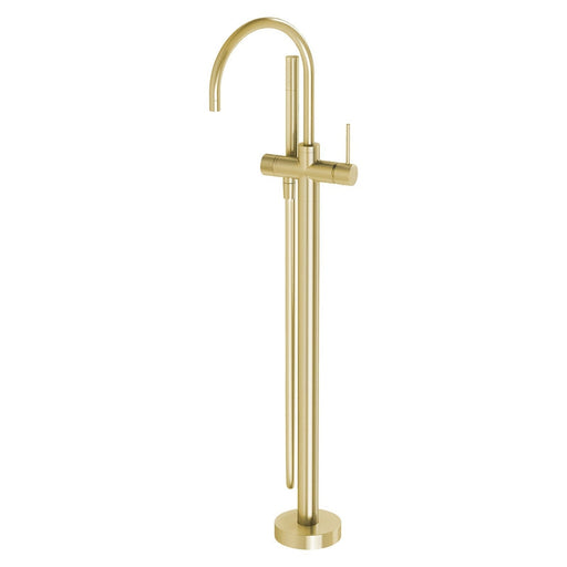 Phoenix Vivid Slimline Floor Mounted Bath Mixer with Hand Shower - Brushed Gold-VS7451-12-blue-leaf-bathware