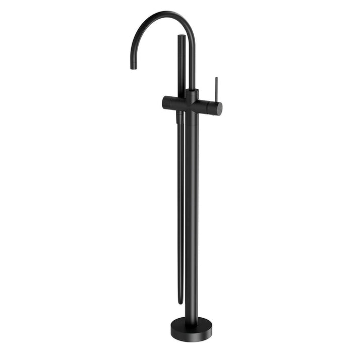 Phoenix Vivid Slimline Floor Mounted Bath Mixer with Hand Shower - Matte Black-VS7451-10-blue-leaf-bathware