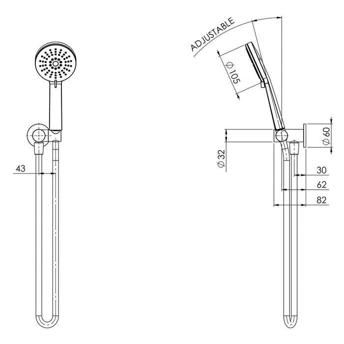 Phoenix Vivid Slimline Hand Shower - Brushed Gold-VS6630-12-blue-leaf-bathware