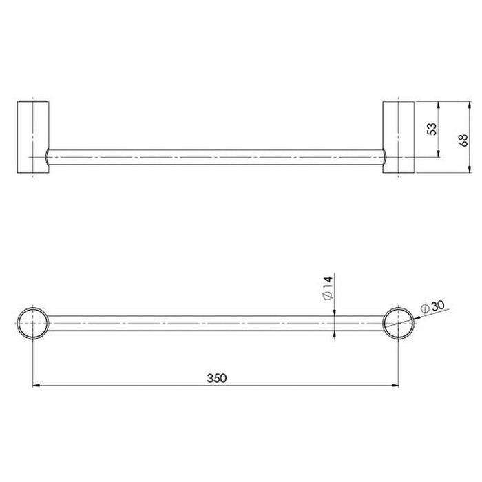 Phoenix Vivid Slimline Hand Towel Rail 350mm - Brushed Carbon-111-8500-31-blue-leaf-bathware