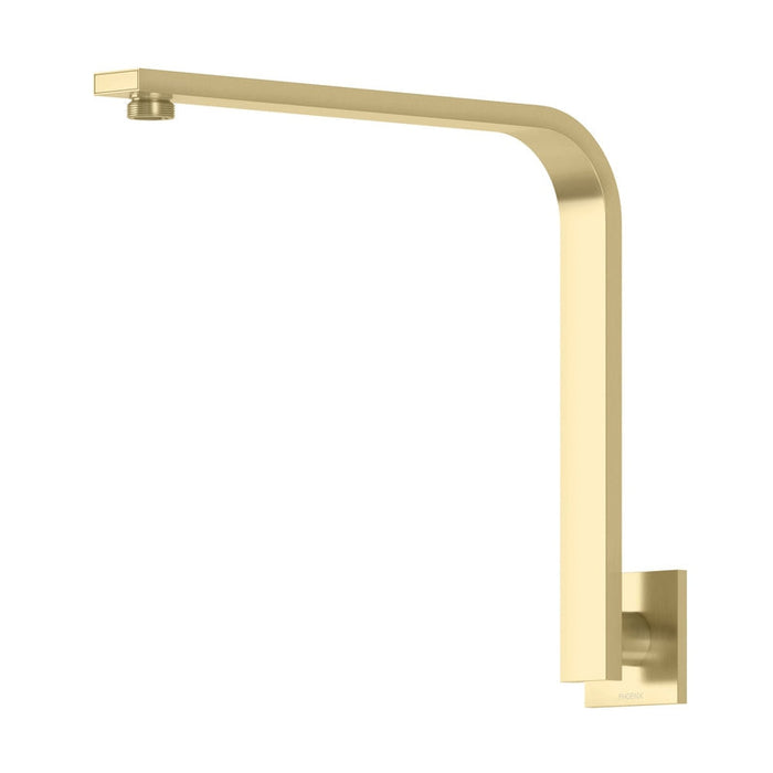 Phoenix Vivid Slimline High-Rise Shower Arm Square Plate - Brushed Gold-VS6001-12-blue-leaf-bathware