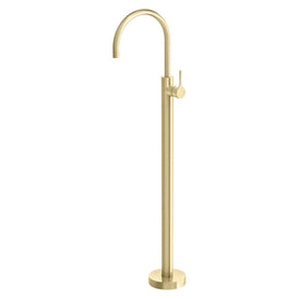 Phoenix Vivid Slimline Oval Floor Mounted Bath Mixer - Brushed Gold-VV745-12-blue-leaf-bathware