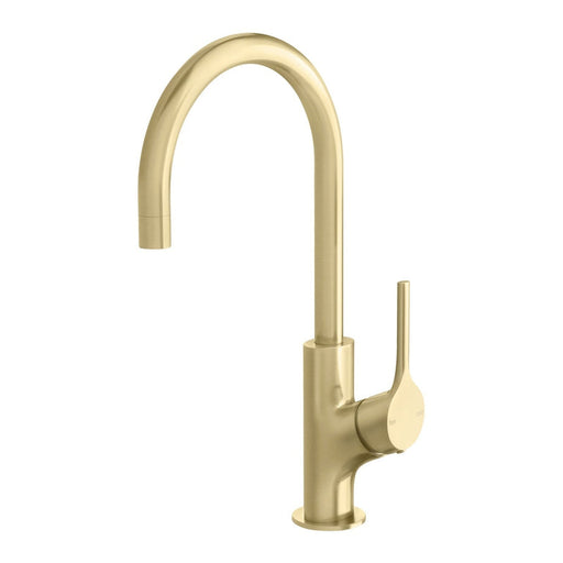 Phoenix Vivid Slimline Oval Sink Mixer 160mm Gooseneck - Brushed Gold-VV735-12-blue-leaf-bathware