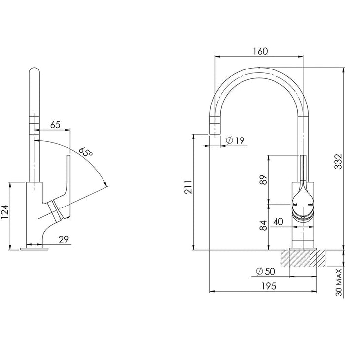 Phoenix Vivid Slimline Oval Sink Mixer 160mm Gooseneck - Brushed Nickel-VV735-40-blue-leaf-bathware