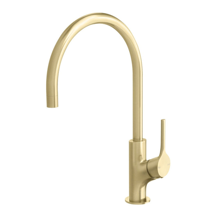 Phoenix Vivid Slimline Oval Sink Mixer 220mm Gooseneck - Brushed Gold-VV733-12-blue-leaf-bathware