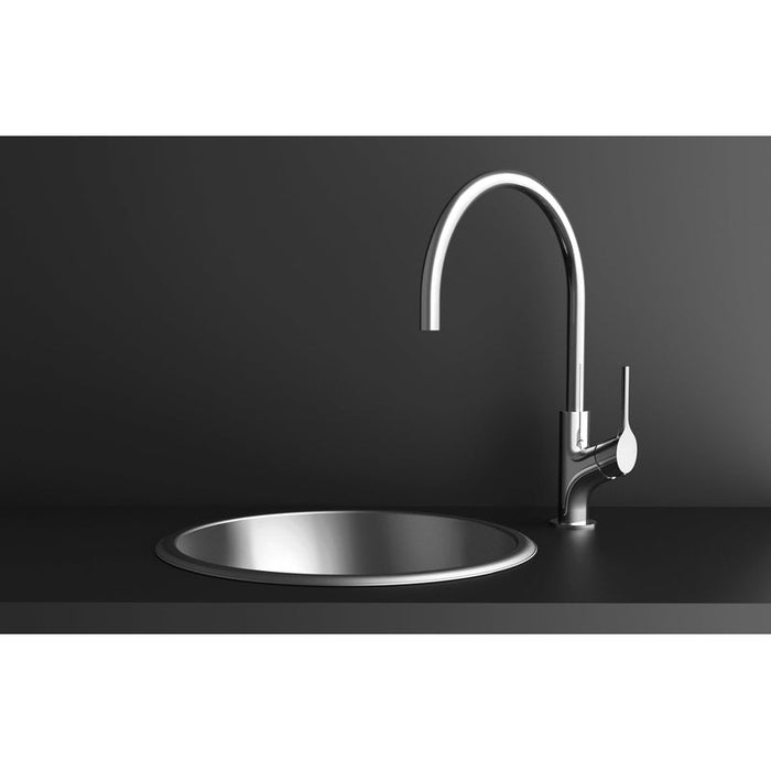 Phoenix Vivid Slimline Oval Sink Mixer 220mm Gooseneck - Brushed Nickel-VV733-40-blue-leaf-bathware