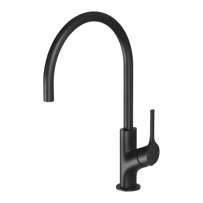 Phoenix Vivid Slimline Oval Sink Mixer 220mm Gooseneck - Matte Black-VV733 MB-blue-leaf-bathware