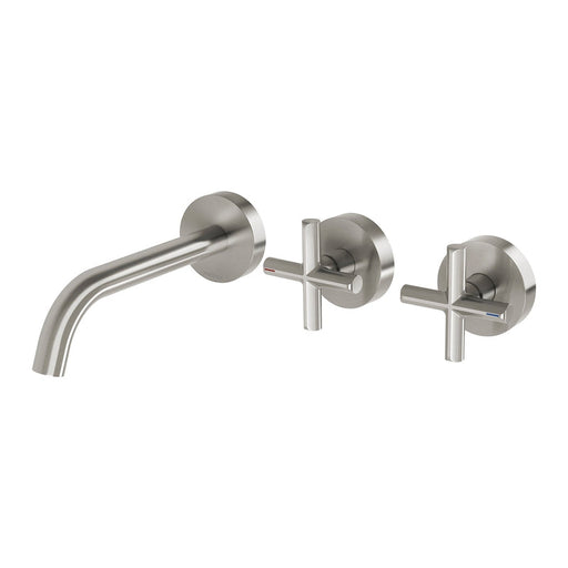 Phoenix Vivid Slimline Plus Wall Basin / Bath Hostess Set 180mm Outlet - Brushed Nickel-119-1125-40-blue-leaf-bathware