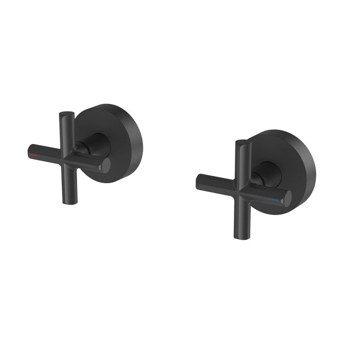 Phoenix Vivid Slimline Plus Wall Top Assemblies 15mm Extended Spindles - Matte Black-119-0670-10-blue-leaf-bathware