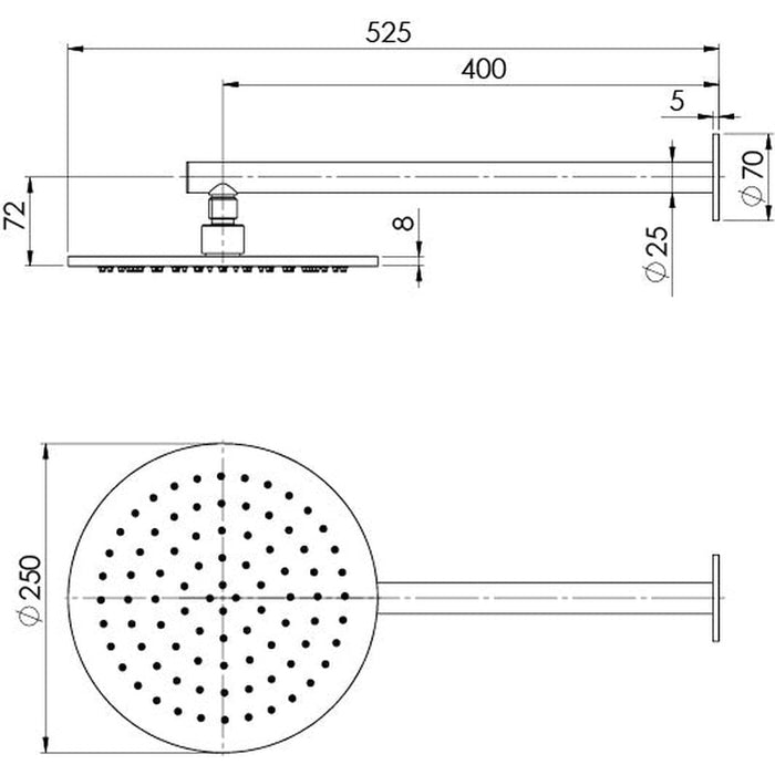 Phoenix Vivid Slimline SS 316 Shower Arm and Rose - Stainless Steel-316-5200-51-blue-leaf-bathware