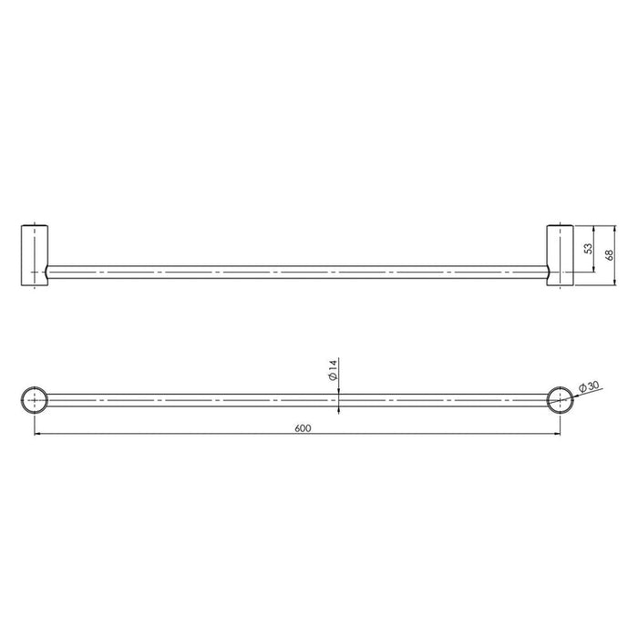 Phoenix Vivid Slimline Single Towel Rail 600mm - Brushed Carbon-111-8010-31-blue-leaf-bathware