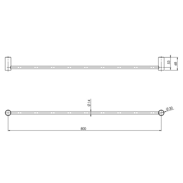 Phoenix Vivid Slimline Single Towel Rail 800mm - Brushed Gold-111-8030-12-blue-leaf-bathware