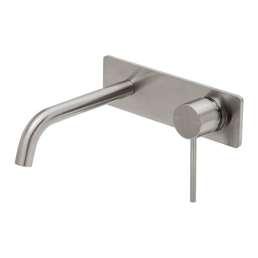 Phoenix Vivid Slimline Wall Basin Mixer Set 180mm Curved - Brushed Nickel-VS785 BN-blue-leaf-bathware