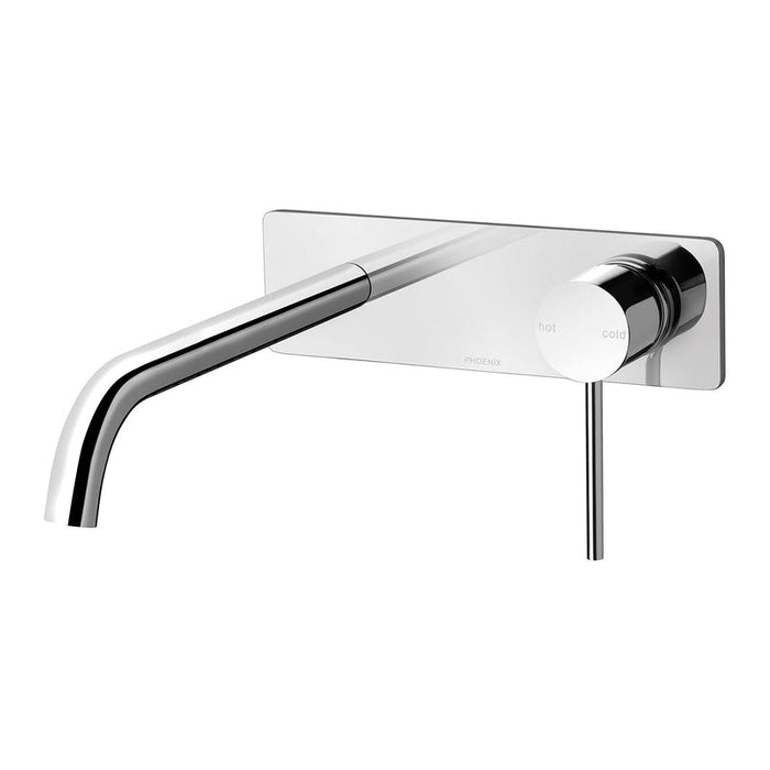 Phoenix Vivid Slimline Wall Basin Mixer Set 230mm Curved - Chrome-VS7830-00-blue-leaf-bathware