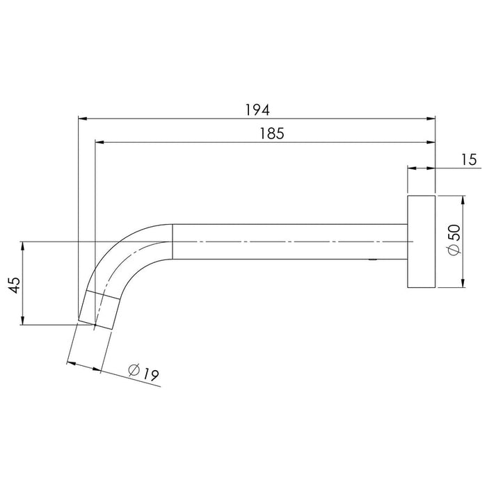 Phoenix Vivid Slimline Wall Basin Outlet 180mm Curved - Brushed Nickel-VS774 BN-blue-leaf-bathware