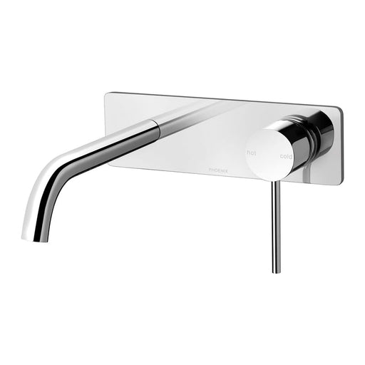 Phoenix Vivid Slimline Wall Bath Mixer Set 180mm Curved - Chrome-VS783 CHR-blue-leaf-bathware