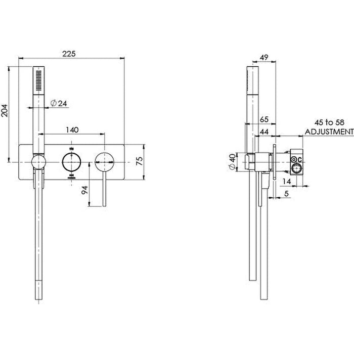 Phoenix Vivid Slimline Wall Shower System - Brushed Nickel-VS7490-40-blue-leaf-bathware