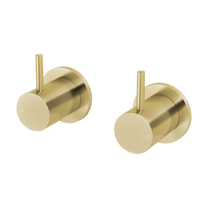 Phoenix Vivid Slimline Wall Top Assemblies 15mm Extended Spindles - Brushed Gold-VS067-12-blue-leaf-bathware