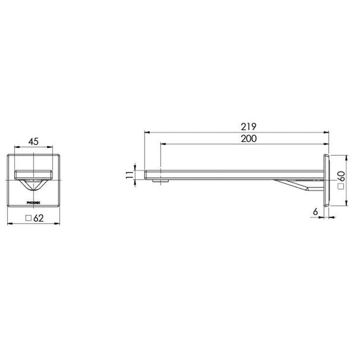 Phoenix Zimi Wall Bath Outlet 200mm - Brushed Nickel-116-7620-40-blue-leaf-bathware