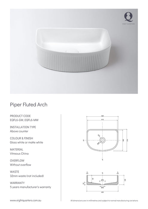 Eight Quarters Piper Fluted Arch