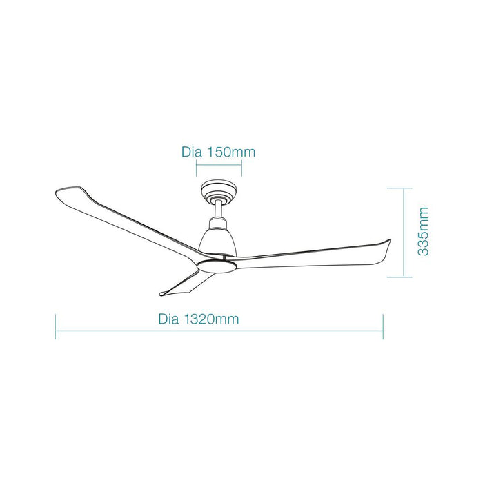 Martec Polo DC 52″ Smart Ceiling Fan With WIFI Remote Control - Matt White - Technical Drawing