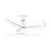 Martec Polo DC 52″ Smart Ceiling Fan With WIFI Remote Control - Matt White - Technical Drawing