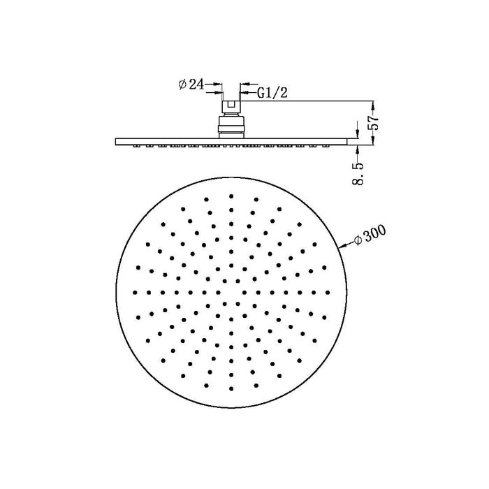 Nero 300mm Round Shower Head - Matte White-NRROA1202MW-blue-leaf-bathware