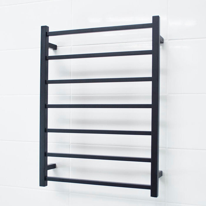 Radiant Heated Square Ladder 600 x 800mm - Matt Black-blue-leaf-bathware