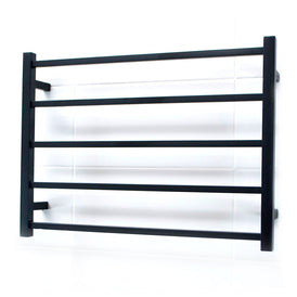 Radiant Heated Square Ladder 750 x 550mm - Matt Black-blue-leaf-bathware