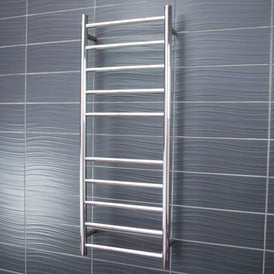 Radiant Low Voltage Heated Round Ladder 430 x 1100mm - Mirror Polished-blue-leaf-bathware