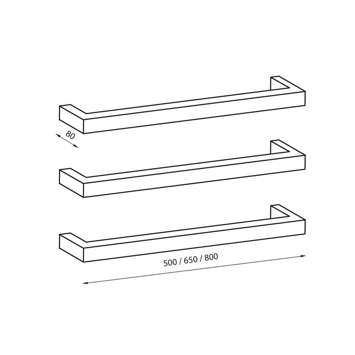 Radiant Low Voltage Single Square Bar 500mm - Brushed Satin-BRU-SBSTR-800-blue-leaf-bathware