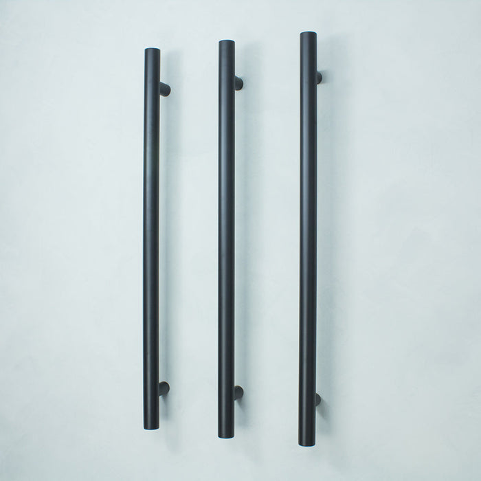 Radiant Vertical Single Towel Rail 40 x 950mm - Matt Black-blue-leaf-bathware