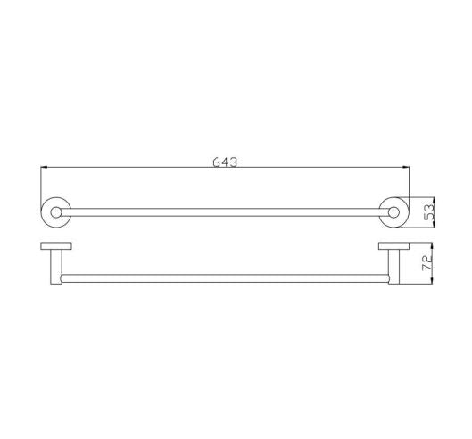Sienna Round Single Towel Rail 600MM - Matt Black
