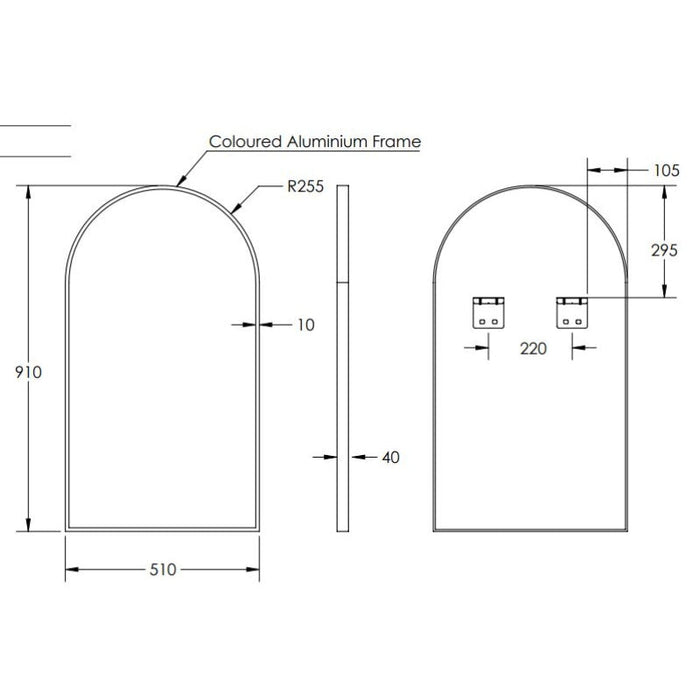 Remer Arch Mirror 510mm-blue-leaf-bathware