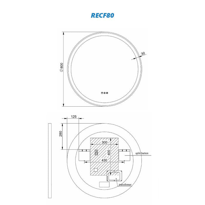 Remer Eclipse LED Mirror with Demister & Light Colour Switch - Dimmable-blue-leaf-bathware