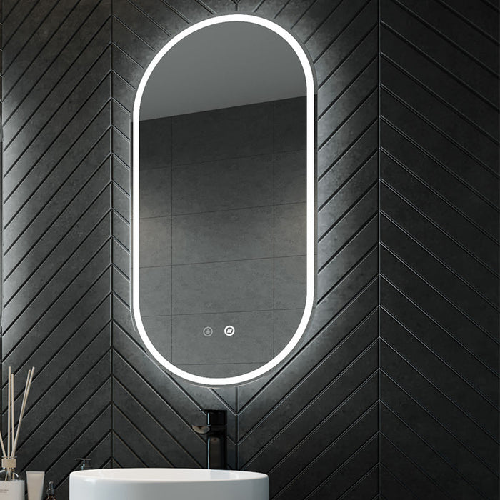 Remer Gatsby 450mm LED Mirror with Demister-blue-leaf-bathware