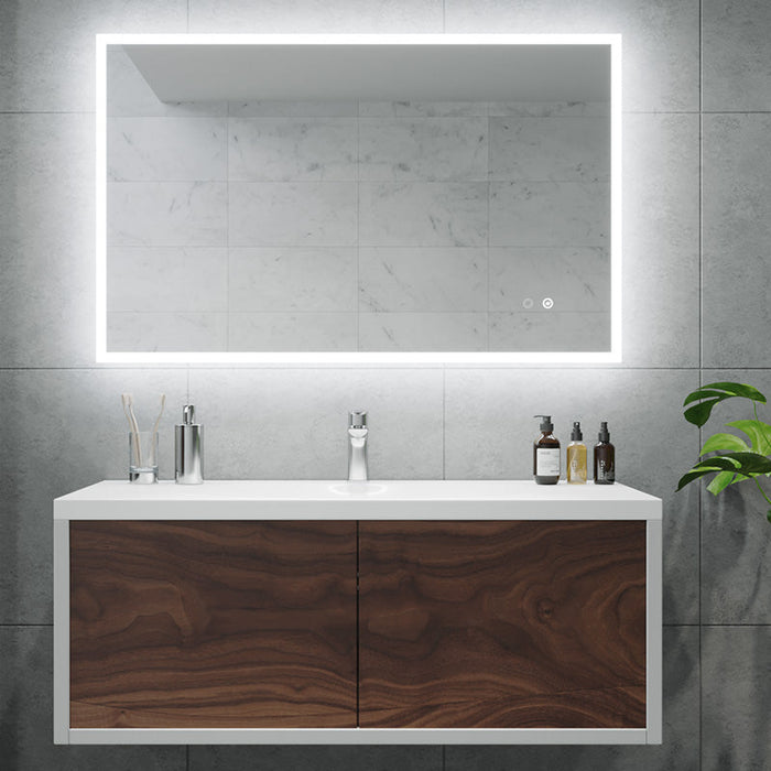 Remer Kara Premium LED Mirror with Demister, Bluetooth Speaker and Light Colour Switch-blue-leaf-bathware