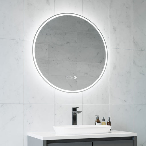 Remer Sphere LED Mirror with Demister, Bluetooth Speaker & Light Colour Switch-blue-leaf-bathware