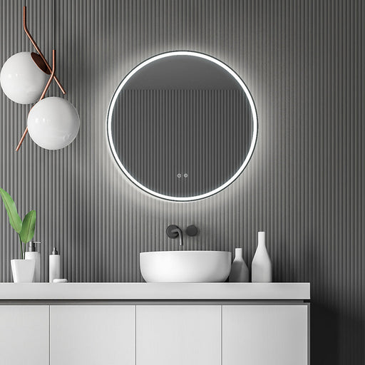 Remer Sphere LED Mirror with Demister & Light Colour Switch-blue-leaf-bathware