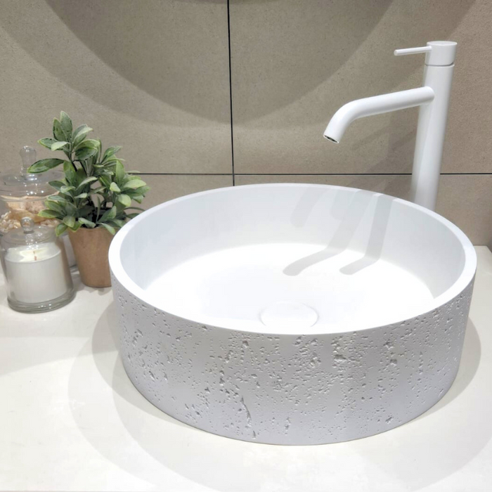 Rocco Concrete Basin - Matte White-ROC-MW-blue-leaf-bathware